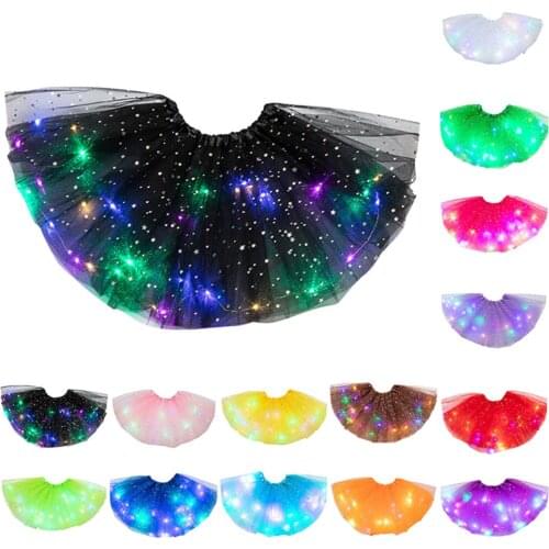 Baby girl clothes skirts Princess Sequin Tulle LED Light Up skirt Kids girl Party Dance Tutu Ballet Skirt Princess Outfits CF