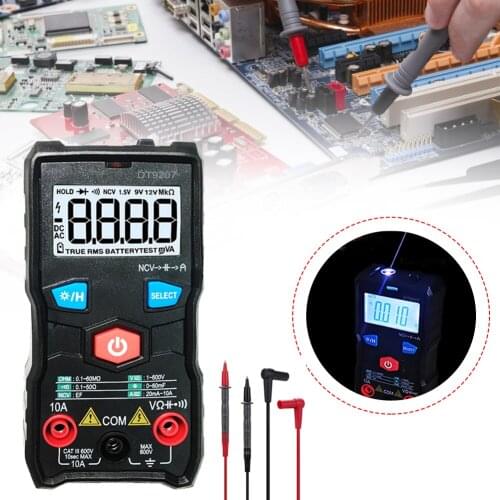 Digital True RMS Multimeter Tester Battery Operated DC/AC Ammeter Volt Ohm Meter with LCD Display LED Flashlight