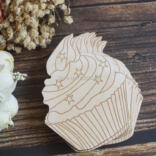 Wooden Cupcake C Topped With Stars Craft Shapes Plywood Cooking Pudding