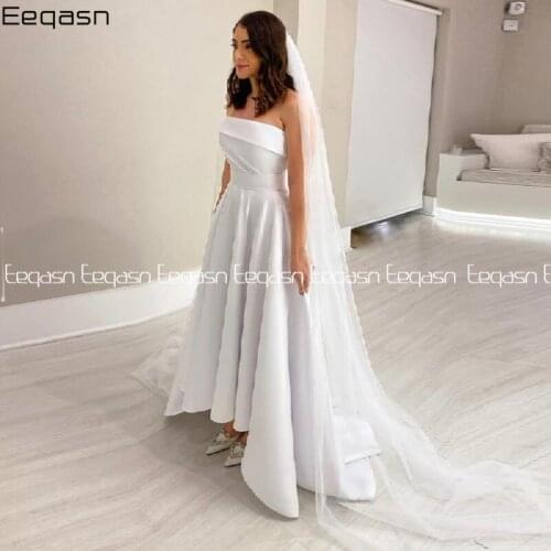 Eeqasn Satin Wedding Dresses