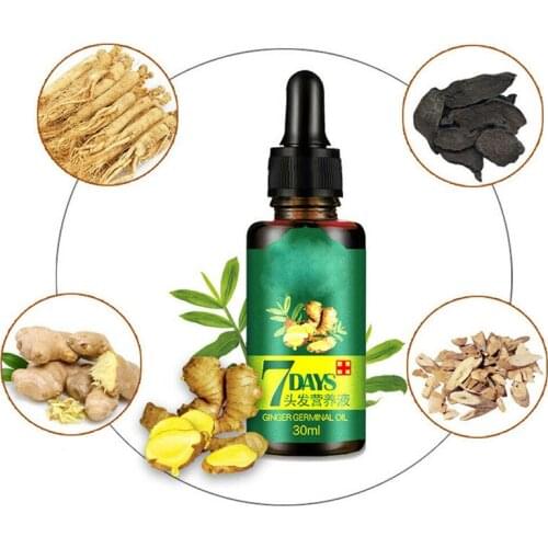 30 ML Effective Fast Growth Hair Serum Essence Oil ReGrow 7Day Ginger Germinal Hair Growth Serum Hairdressing Oil Loss Treatemen