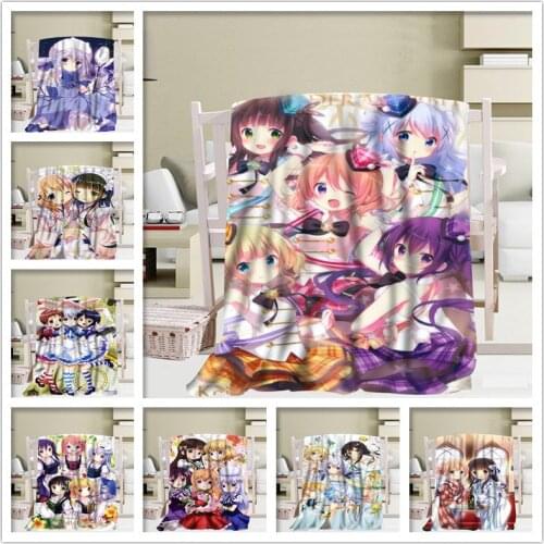 Custom Gochuumon Wa Usagi Desu Ka Anime Blanket Office Sofa Blanket Portable Soft Blanket Bed Plane Travel Adult Home Blanket