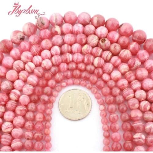 Round Natural Pink Rhodonite Beads AAA Grade Genuine Stone 5mm 6mm 8mm 10mm for Men Women DIY Necklace Bracelets Jewelry Making