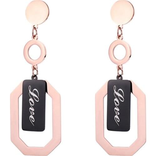316L Stainless Steel Cute Simple Fashion Rose Gold Hollow Love Exaggerated Earrings No Fade