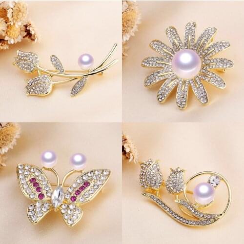 Fashion Brooch Pin Mountings Base Findings Women Jewelry Settings Parts for Pearls Beads Stones Crystals Agate Coral Jade