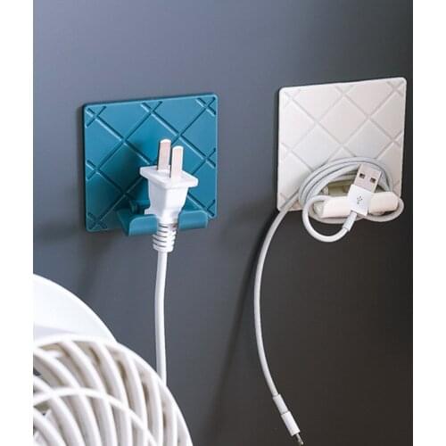 Wall-mounted Appliance Wire Plug Storage Holder Hanging Hook Folding Socket Hook Self Adhesive Home Wire Plugs Hanger