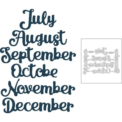 2020 New July August September October November December English Words Metal Cutting Dies For Greeting Card Scrapbooking Making