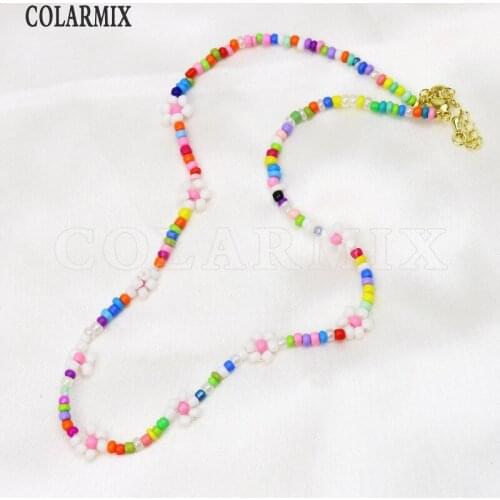 6 Pcs Colorful Beaded Strand Daisy Beaded Chocker Necklace Bohemia Jewelry Necklace AccessoriesGift 99612