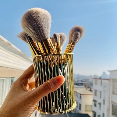 Transparent acrylic makeup brush storage bucket fine makeup brush storage box brush cylinder brush with dust belt pearl