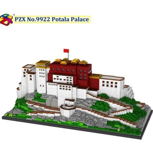 PZX 9922 Atomic World Architecture The Potala Palace Model DIY Mini Diamond Blocks Brick Building Blocks Set 10000pcs Toys Gifts