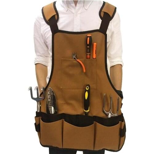 Garden BBQ Tool Bag Adjustable Strap Storage Pockets Pouch Electrician Apron Household Cleaning Tools