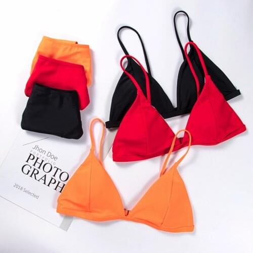 Sexy Solid Bikini Set Women Triangle Swimwear 2020 New Low Waist Bathing Suit Summer Beach Wear Female Red Swimsuit Biquini