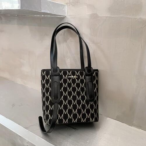 Houndstooth Pattern Woollen Hand Bag for Women 2020 New Fashion Single Shoulder Tote Bags Ladies Fashionable Purses and Handbags