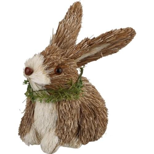 Straw Bunny Cattail Rabbit Easter Decor Artificial Straw+cloth Garden Lovely Hand Woven 1PCS Home Ornament Collection Figurines