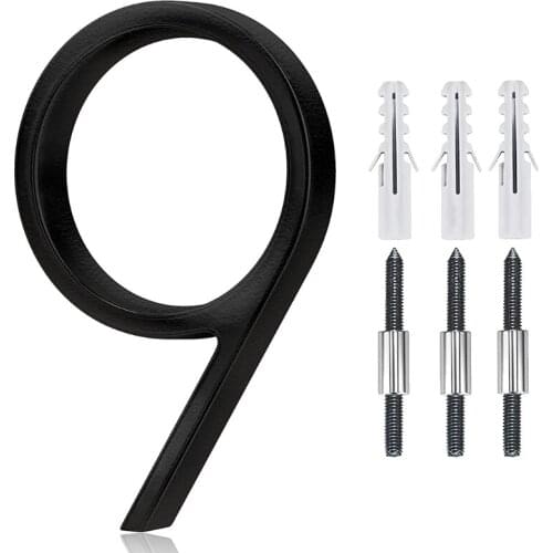 P31E Modern Floating Street Home Address Number Large Contemporary 5 Inch Black