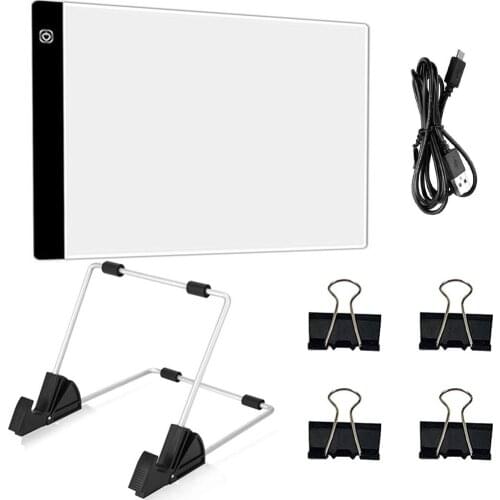 A4 LED Light Pad for Diamond Painting And USB Powered Light Board Kit, Adjustable Brightness with Detachable Stand and Clips