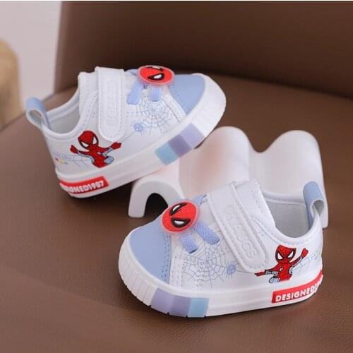 Disney cartoon childrens spiderman boy girl baby first walker shoes non-slip soft sole casual canvas shoes