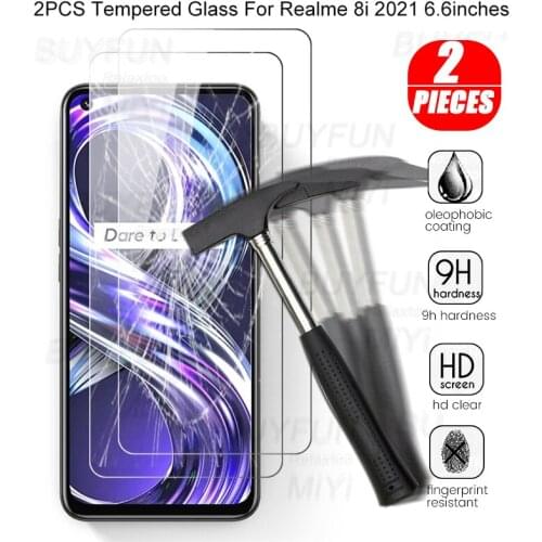 2pcs full cover protective screen protectors glass for realmy realmi realme realm relme 8i 8 i i8 2021 realme8i 6.6'' cover film
