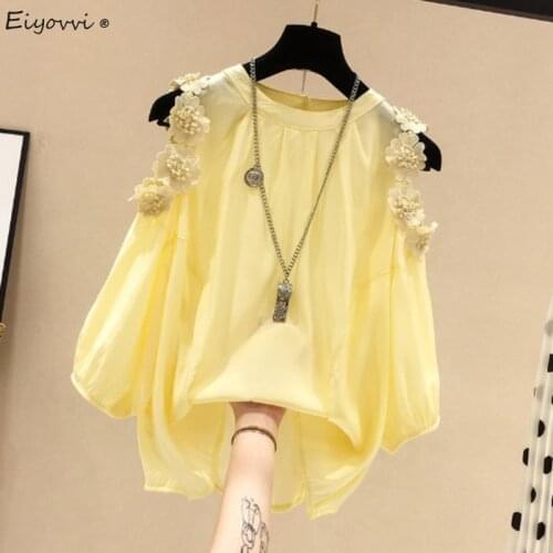 Women Summer New Blouse Sexy Off Shoulder O-neck Solid Half Sleeve Shoulder Appliques Loose Tops Shirt Plus Size Women Blouses