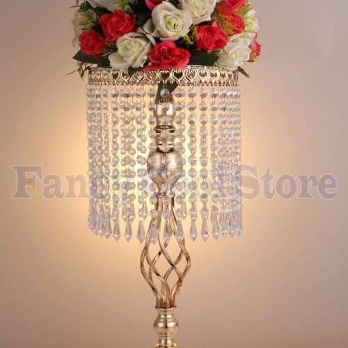 58cm Gold Wedding Centerpiece Crystal Flower Stand Table Chandelier 10 pcs/lot