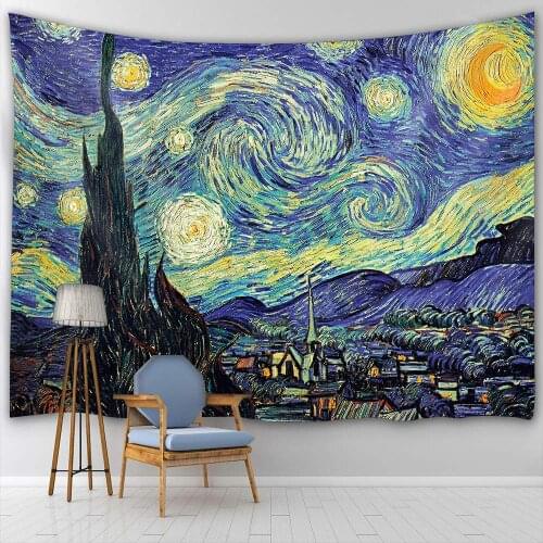 Starry Abstract Tapestry Decor Oil Painting for Bedroom Kitchen Polyester Fabric