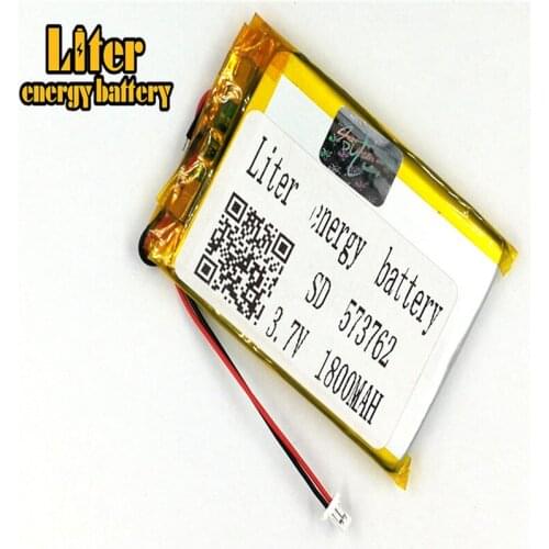 1.0MM 2pin connector 3.7 V 573762 1800mah Rechargeable lipo flat battery lithium li polymer MP3 MP4 MP5 small toys
