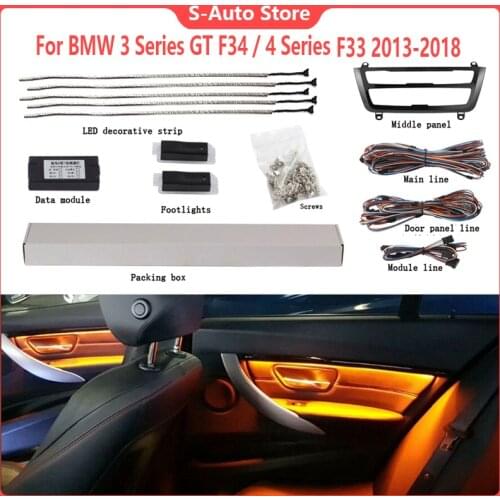 1 Set Auto neon interior door ambient light For BMW 3 Series GT / 4 Series F32 F33 F34 9-color Atmosphere LED strip lighting