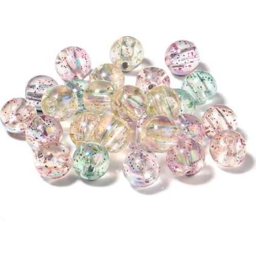 100Pcs/Lot Acrylic Green Onion Beads 10mm Diameter Round Ball Mix Color For Jewelry Making Handmade Diy Bracelet Necklace