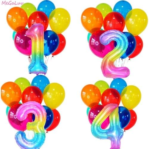 15pcs Crystal Color Latex Balloon Set 40inch Number Foil Ballon Birthday Wedding Party Baloon Kids Toy Air Globos