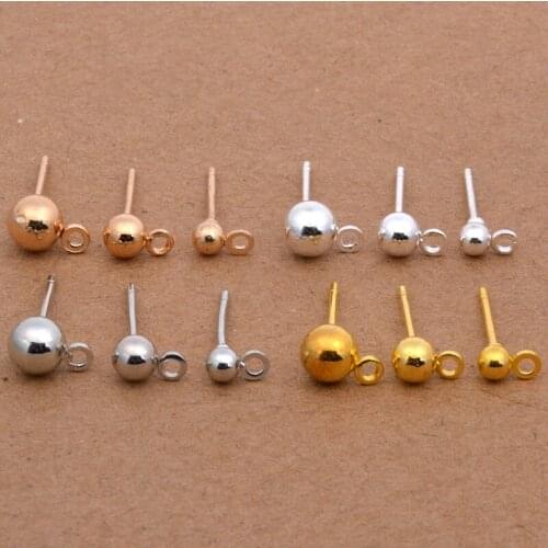 20PCs Metal Gold/Silver Pin Findings Stud Earring Basic Needle Post For Fashion Women Earring DIY Accessories For Jewelry