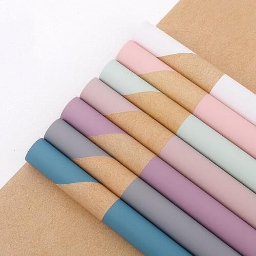 20pcs/bag Waterproof Two-Color Kraftpaper Duplex Paper Flower Gift Wrap Paper Korean Bouquet Dacal Paper Rose Packaging Material
