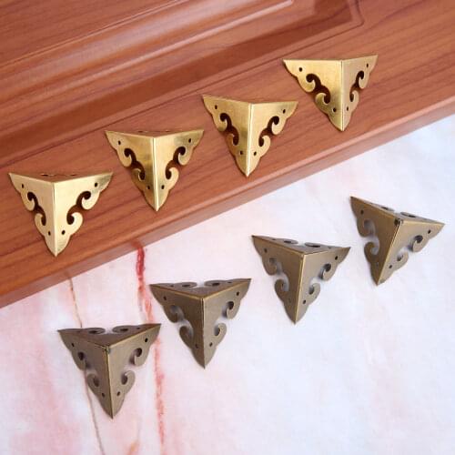 4Pcs 35mm Antique Bronze/Brass Furniture Jewelry Box Corner Brackets Corner Decorative Protector Wood Case Door Corner Protector