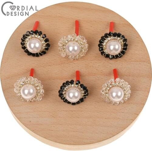 Cordial Design 40Pcs 19*19MM Jewelry Accessories/Crystal Earrings Stud/Imitation Pearl/DIY Making/Hand Made/Earring Findings