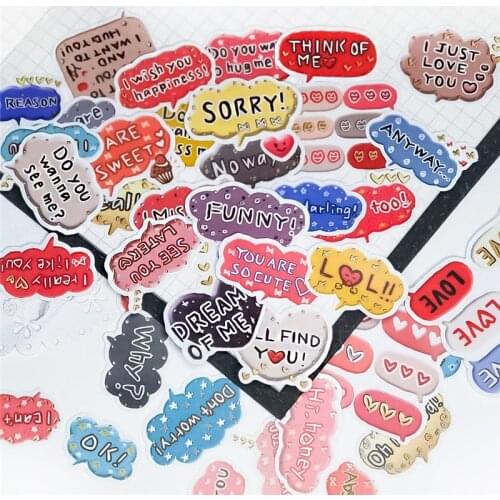 40pcs/pack cute Love message Adhesive Diy Stickers Decorative Album Diary Stick Label Decor Stationery Stickers pvc