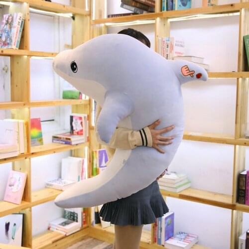 65cm/90cm Big Kawaii Finger Heart Dolphin Plush Toy Soft Cartoon Animal Dolphin Stuffed Doll Sofa Pillow Cushion Kids Best Gifts