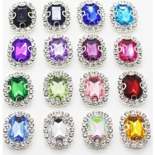 New 10pcs 20*15mm Rhinestone Decorative Buttons Crystal Buckle Handmade Material DIY Packaging Ribbon Jewelry Buckle Accessories