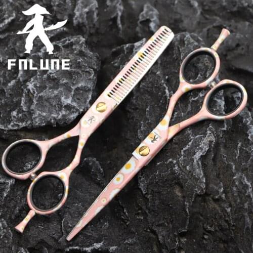 FnLune 6.0 Japan Steel Professional Hair Salon Scissors Cut Barber Accessories Haircut Thinning Shear Hairdressing Tool Scissors