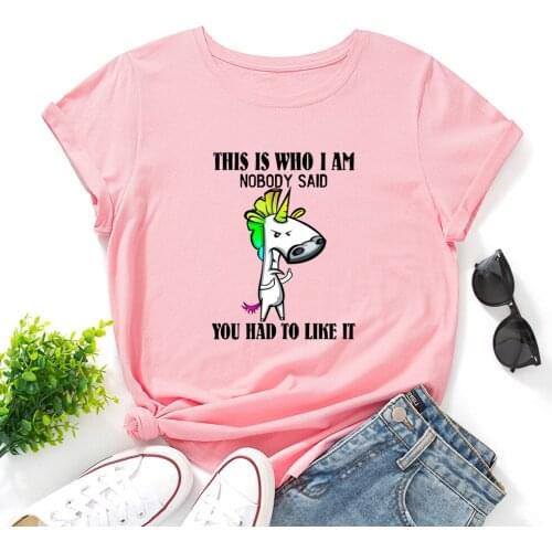 Kawaii Rainbow Unicorn Graphic Tee Summer Cotton T-shirt for Women Short Sleeve Tops Harajuku Shirts Female Clothes