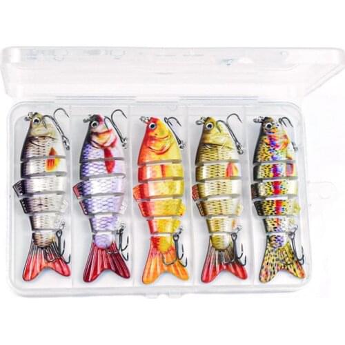 80% Hot Sale 5Pcs 10cm 17g Fishing Lure Artificial Simulation Plastic 6 Segment Hard Bait Case Set for Seafishing