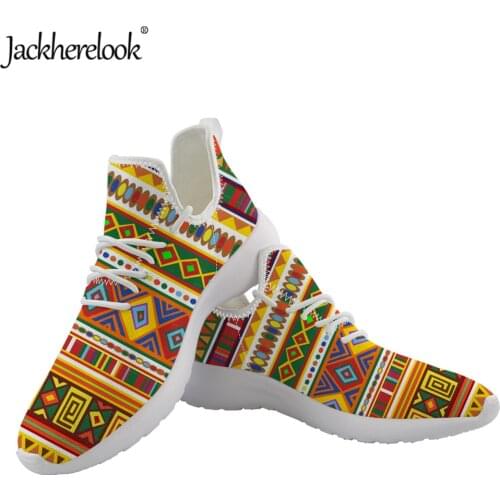 Jackherelook Casual Woman Spring/Autumn Mesh Knit Sneakers African Tribal Floral Brand Designer Ladies Shoes Flat Light Footwear