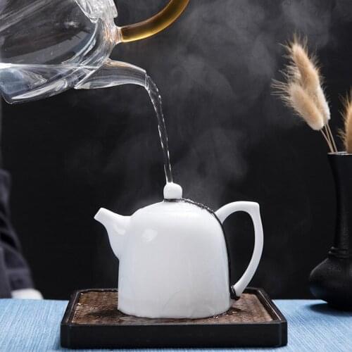 Ceramic Whiteware Celadon Tea Set Making Device Tea Pot Simple Mini Single Teapot China Tea Tea Cup with Filter Tea Set Siteel