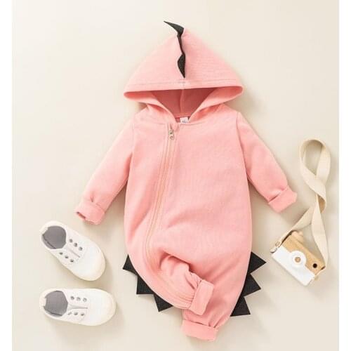 Baby Boy Girl Rompers spring autumn 3D cartoon Costume Solid Playsuit Infant Clothing Hooded Baby zipper Rompers
