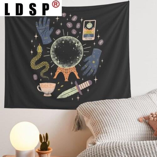 LDSP Black White Moon Tarot Tapestry Wall Hanging Carpet Beach Towel Background Cloth Blanket Yoga Mats Art Bedroom Dorm Decor