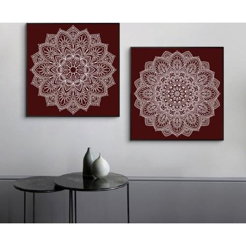 Minimalism Nordic Red Mandala Exquisite Pattern Decorative Painting Poster Gift Canvas Printing Bedroom Living Room Home Decorat