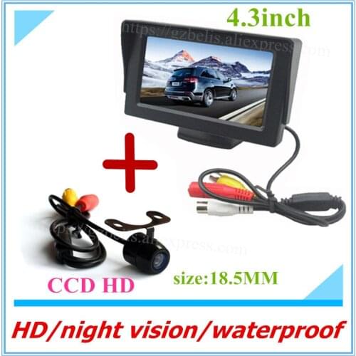 Free shipping TFT 4.3inch monitor auto parking system display HD Car Rearview Monitor with waterproof Car rear view camera