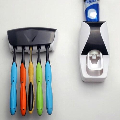2019 New Dust-proof Toothbrush Holder Set Bathroom Kitchen Family Toothbrush Suction Cups Holder Wall Stand Hook 5 Racks