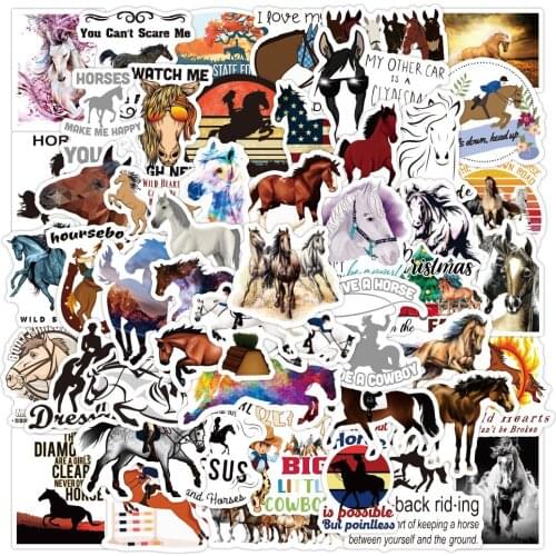 10/30/50PCS Cool Horseman Equestrian Horse Graffiti Stickers Aesthetic Phone Skateboard Bike Waterproof Toy Stickers for Kids