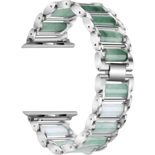 Jade jewelry + Metal strap Compatible with Apple watch 6 5 4 SE 44mm 40mm Replacement bracelet strap for iwatch 3 2 1 42mm 38mm