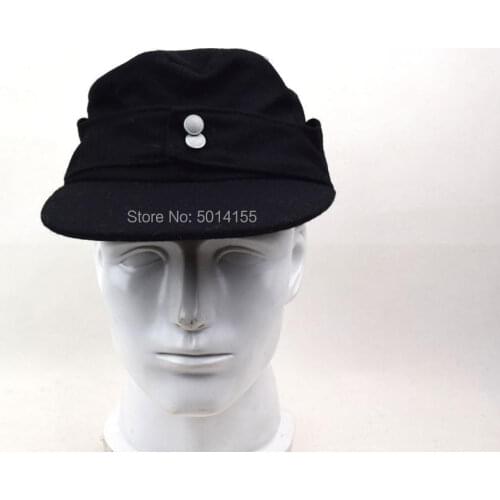 WWII German WH Elite EM M43 Panzer Wool Field Cap Hat Black