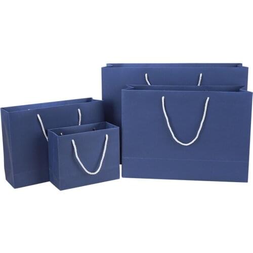 New Clothing candy paper packaging flower gift box коробка упаковка gift bag shopping Blue Simple handbag customize Logo 10pcs